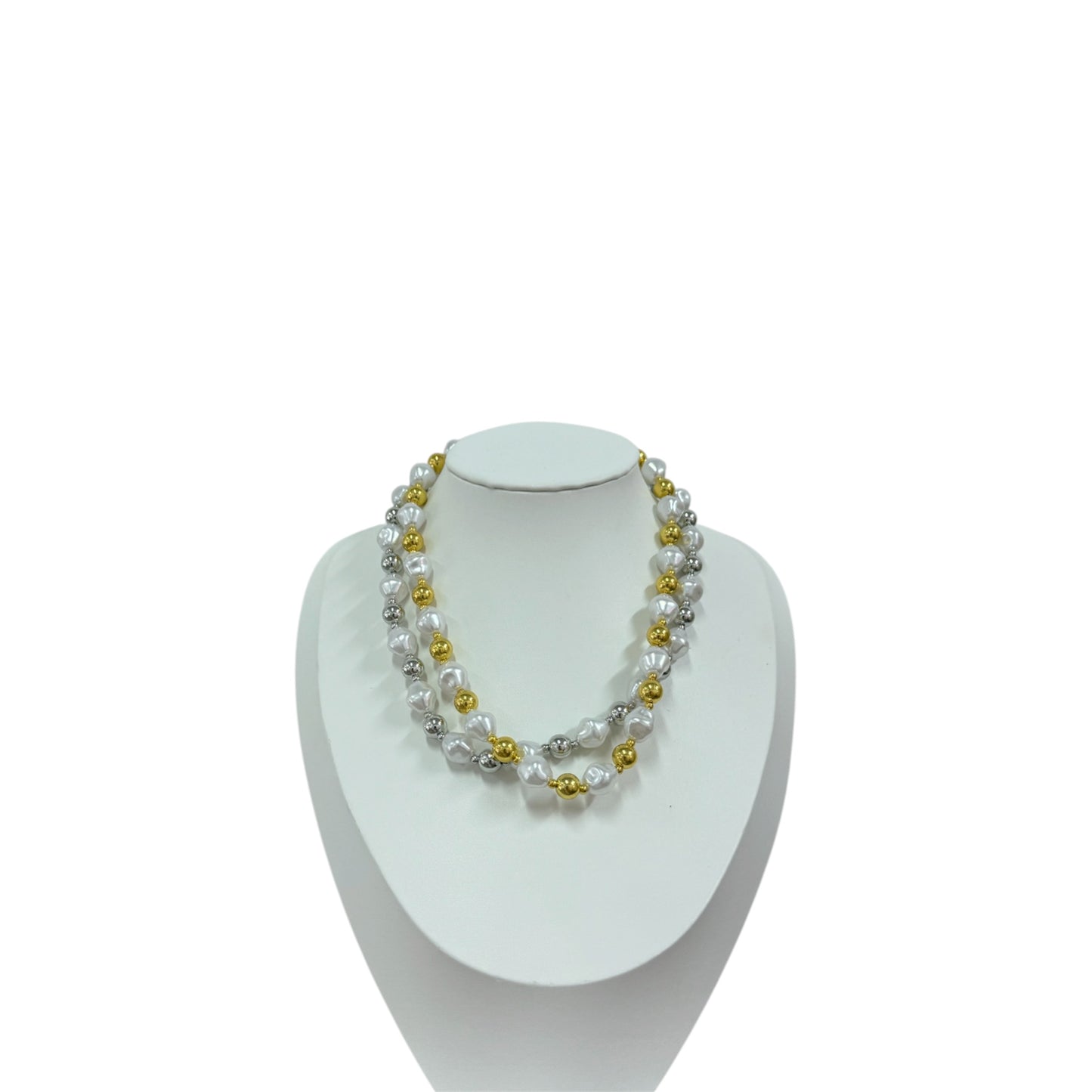 Collana Sfere Perla e Acciaio