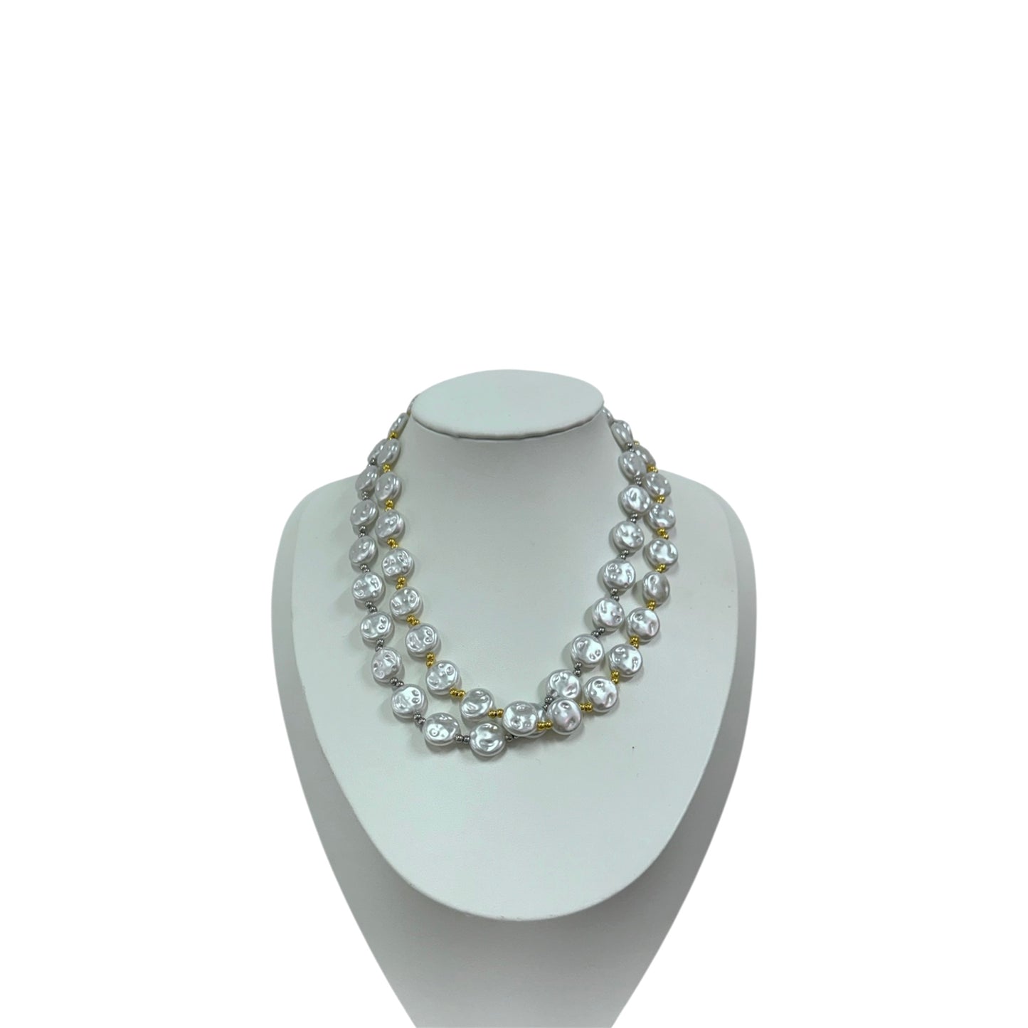 Collana Monete Perla e Acciaio