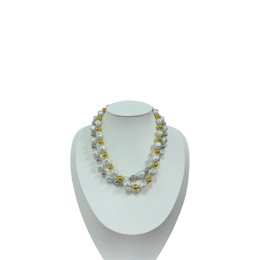 Collana Sfere Perla e Acciaio