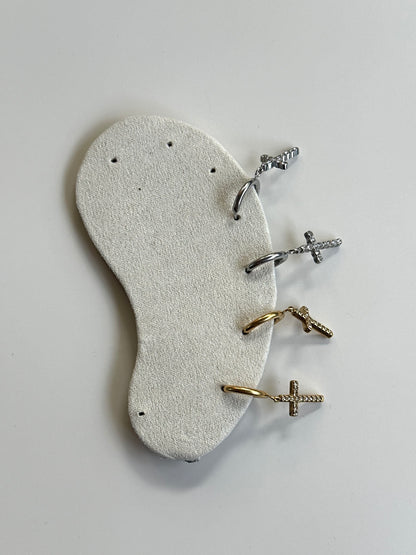 Orecchini Mini-Hoops Cross Shine