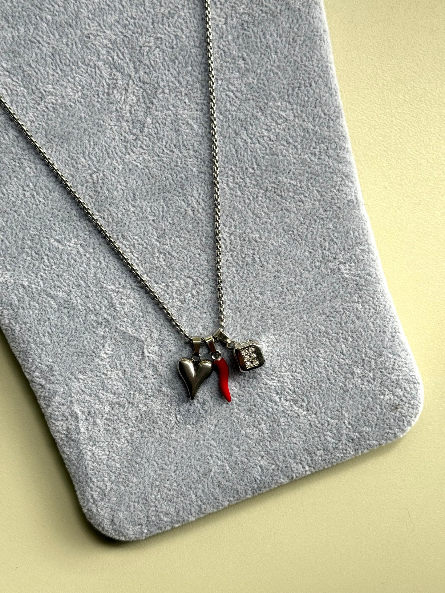 Collana Silver&Rosso