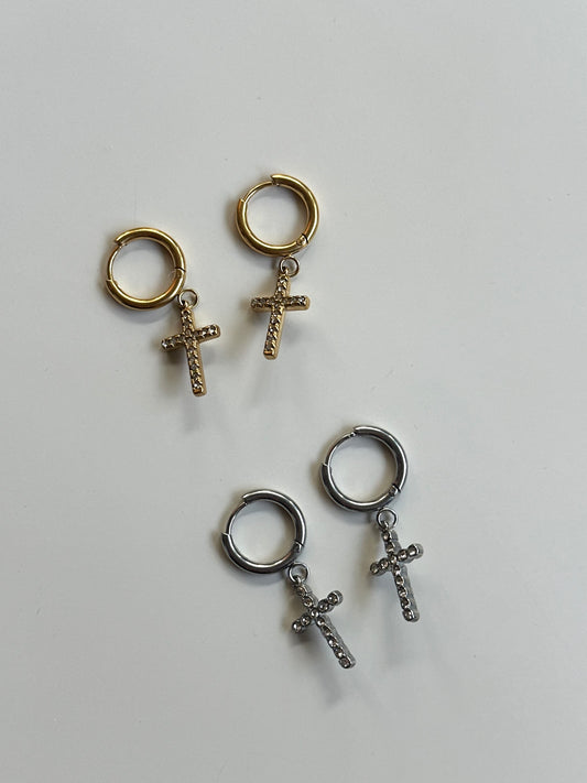 Orecchini Mini-Hoops Cross Shine